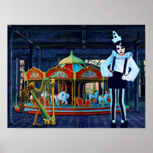 Colourful Abstract Circus Freaks Clown Art Poster