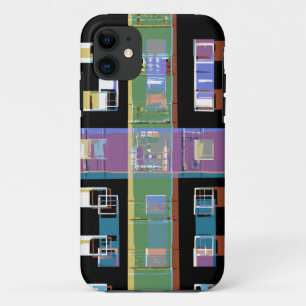 Colourful abstract city apartments iPhone 11 case