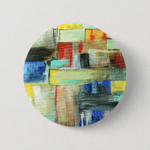 Colourful Abstract Cityscape Original Art Painting 6 Cm Round Badge