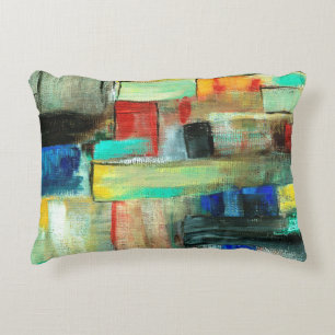 Colourful Abstract Cityscape Original Art Painting Decorative Cushion
