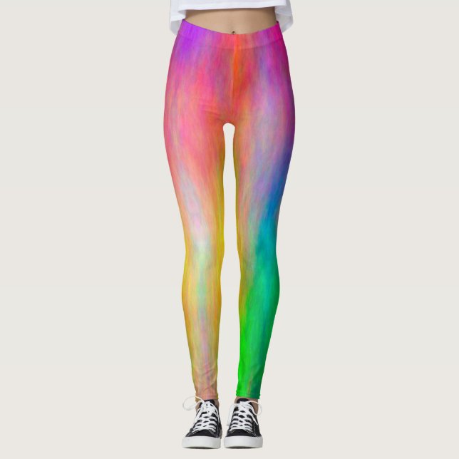 Colourful Abstract Clouds Leggings (Front)