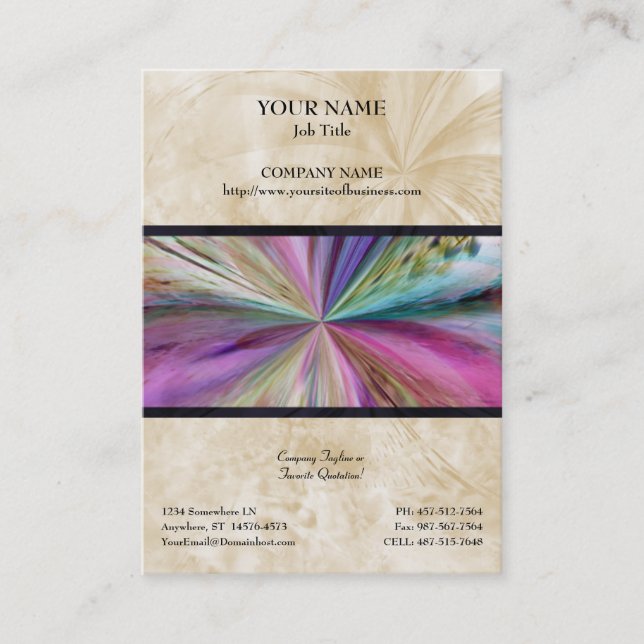 Colourful Abstract Collage Ribbon Business Card (Front)