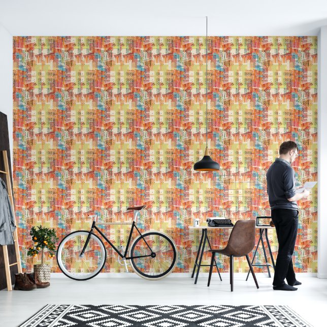 Colourful Abstract Collage Wallpaper (Living Room)