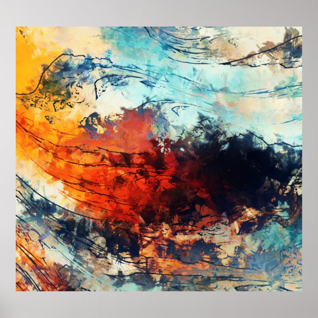 Colourful Abstract Contemporary Artwork Poster (Front)