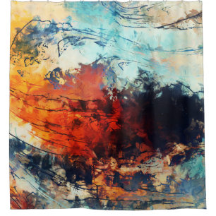 Colourful Abstract Contemporary Artwork Shower Curtain