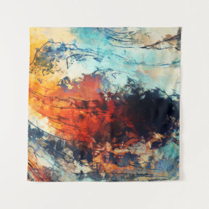 Colourful Abstract Contemporary Artwork Tapestry