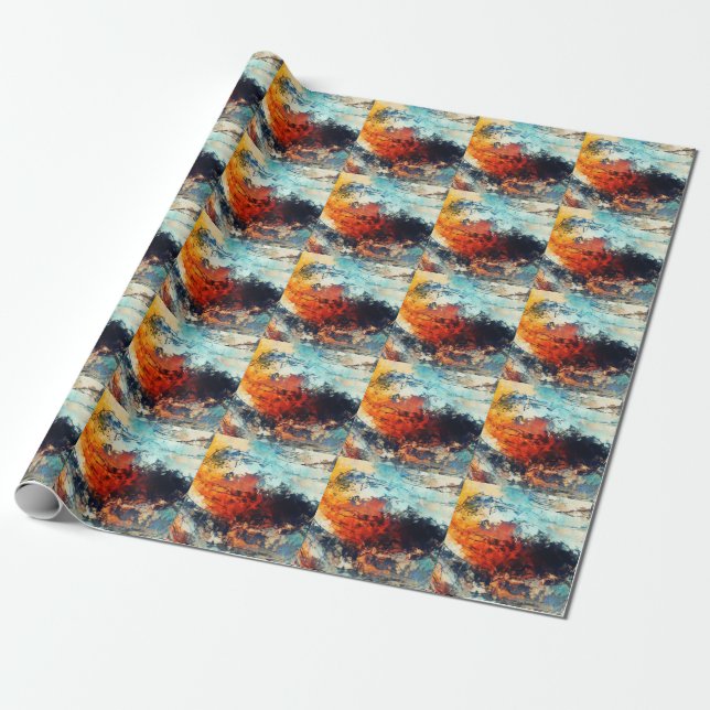 Colourful Abstract Contemporary Artwork Wrapping Paper (Unrolled)