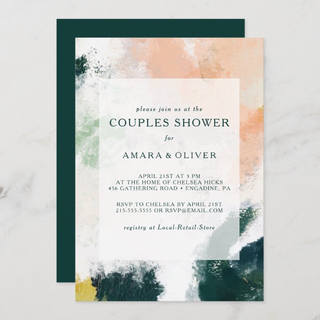 Colourful Abstract Couples Shower Invitation (Front/Back)