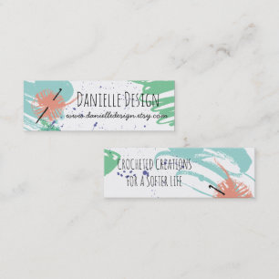 Colourful abstract crochet hooks ball of yarn mini business card