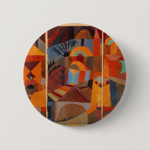 Colourful Abstract Cubism Klee Temple Gardens 6 Cm Round Badge