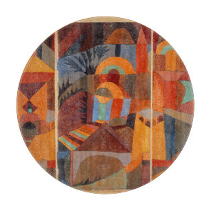 Colourful Abstract Cubism Klee Temple Gardens Cutting Board