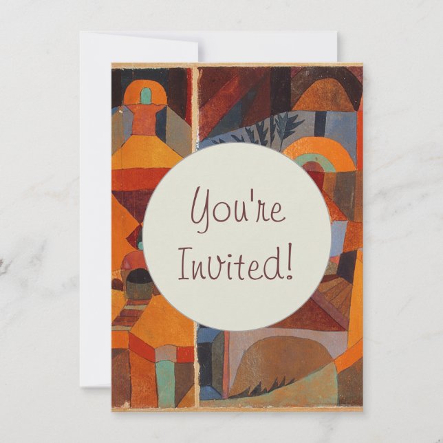 Colourful Abstract Cubism Klee Temple Gardens Invitation (Front)