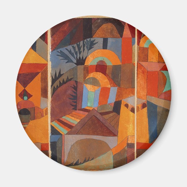 Colourful Abstract Cubism Klee Temple Gardens Magnet (Front)