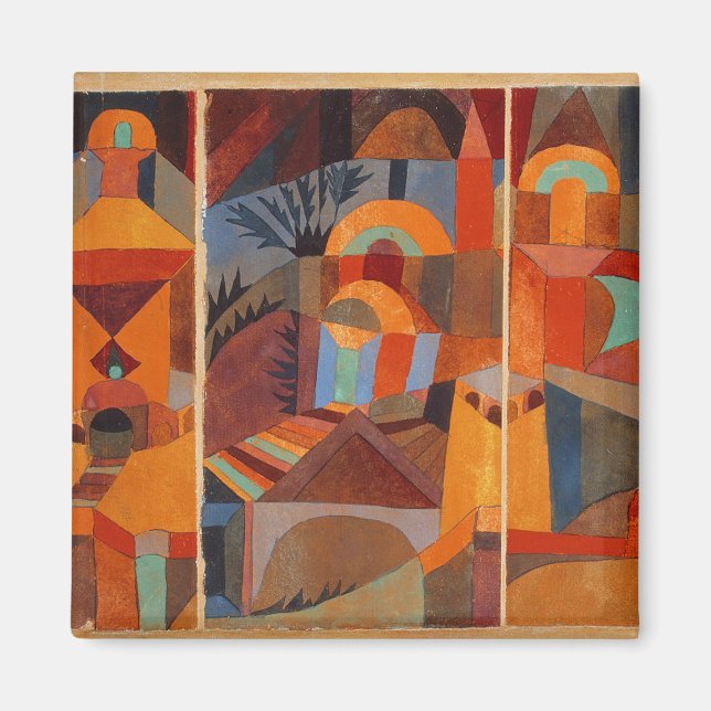 Colourful Abstract Cubism Klee Temple Gardens Magnet (Front)