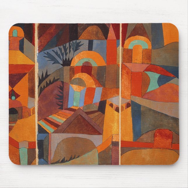 Colourful Abstract Cubism Klee Temple Gardens Mouse Mat (Front)
