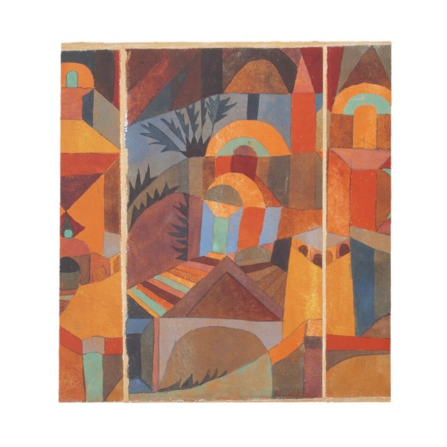 Colourful Abstract Cubism Klee Temple Gardens Notepad (Front)