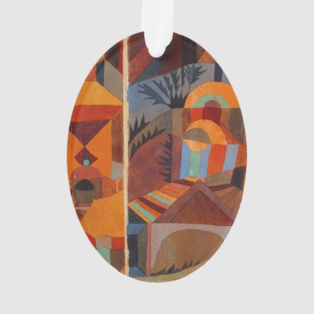 Colourful Abstract Cubism Klee Temple Gardens Ornament (Back)