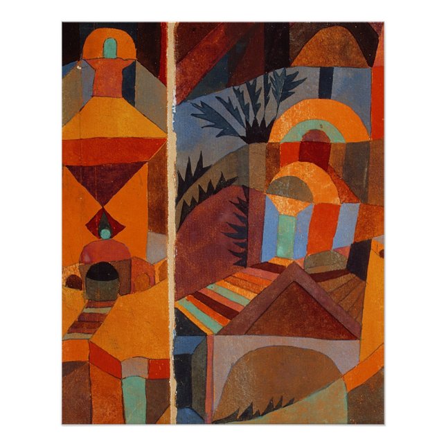 Colourful Abstract Cubism Klee Temple Gardens Poster (Front)