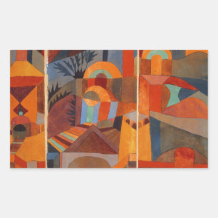 Colourful Abstract Cubism Klee Temple Gardens Rectangular Sticker