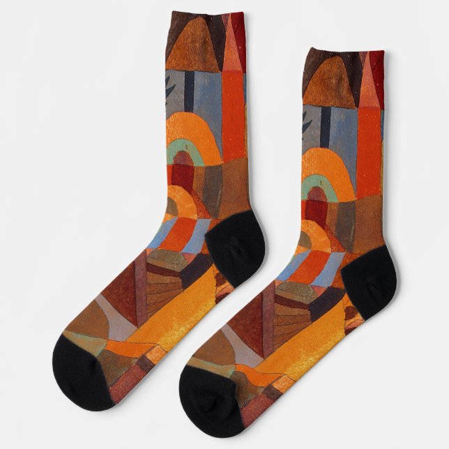 Colourful Abstract Cubism Klee Temple Gardens Socks (Left)