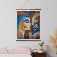 Colourful Abstract Cubist Woman Portrait Vertical