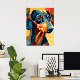 Colourful Abstract Dachshund Geometric Poster