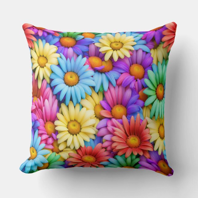 Colourful Abstract Daisies #37 - Cushion (Front)
