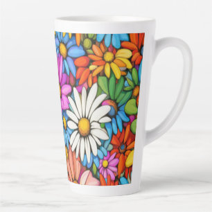 Colourful Abstract Daisies #444          Latte Mug
