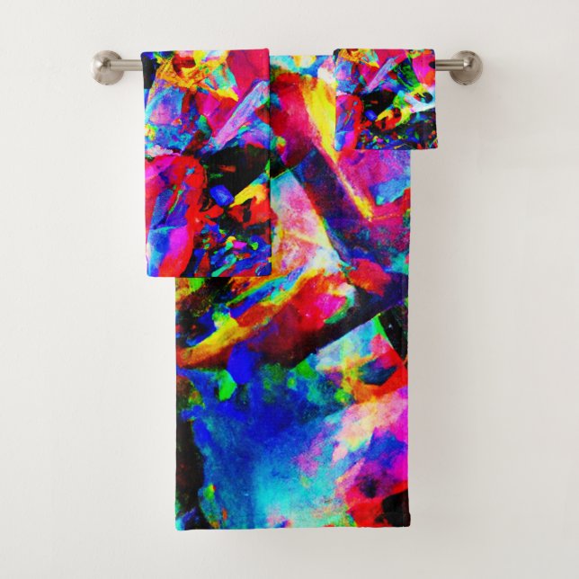 Colourful Abstract Design Bath Towel Set (Insitu)