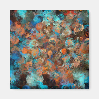 Colourful Abstract Design, Blues And Brown Circles Magnet