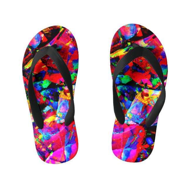 Colourful Abstract Design Kid's Flip Flops (Footbed)