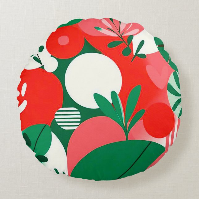 Colourful abstract design round cushion (Front)
