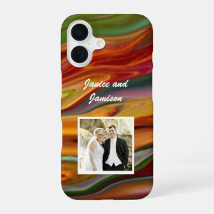 Colourful Abstract design with Personal Photo iPhone 16 Case