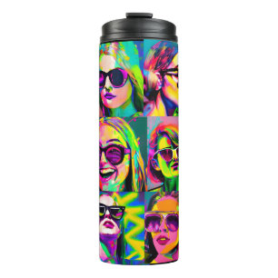Colourful Abstract Digital Art Women in Sunglass Thermal Tumbler