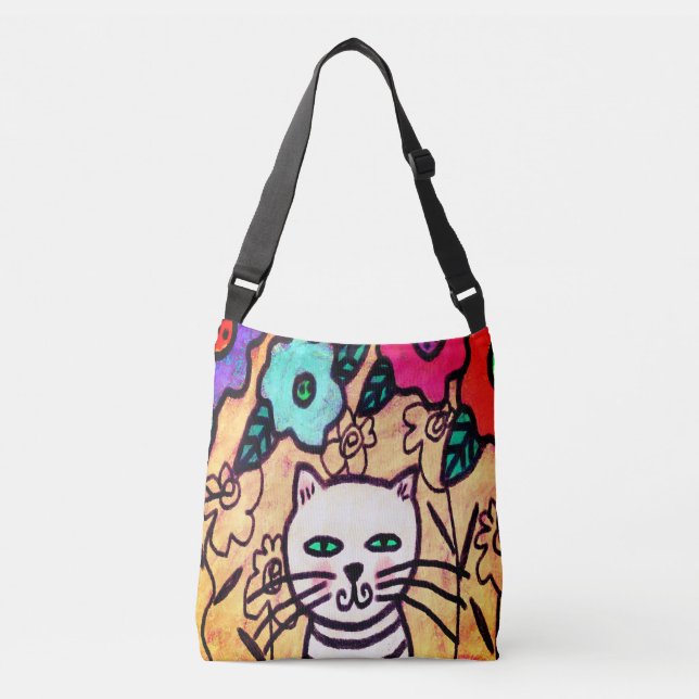 Colourful Abstract Digital Cat Art Tote Bag (Front)