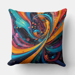 Colourful Abstract Digital Painting Cushion