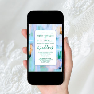 Colourful Abstract Digital Wedding Invitation QR