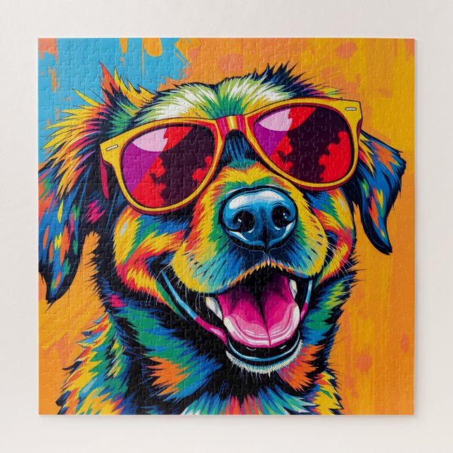 Colourful Abstract Dog with Sunglasses Jigsaw Puzzle (Vertical)