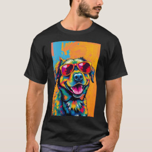 Colourful Abstract Dog with Sunglasses T-Shirt