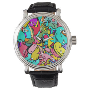 Colourful Abstract Doodle Art Watch