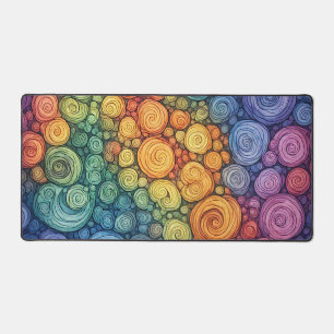 Colourful Abstract Doodle Swirl Pattern Desk Mat