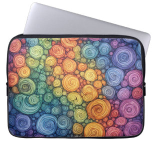 Colourful Abstract Doodle Swirl Pattern Laptop Sleeve