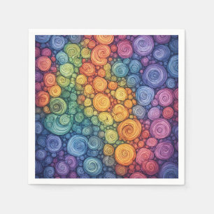 Colourful Abstract Doodle Swirl Pattern Napkin
