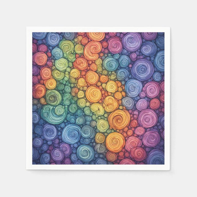 Colourful Abstract Doodle Swirl Pattern Napkin (Front)