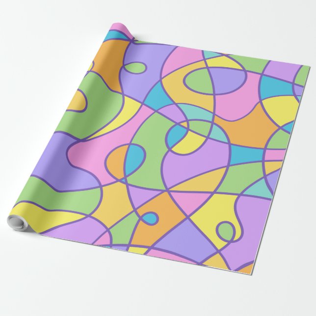 Colourful Abstract Doodly Design Wrapping Paper (Unrolled)