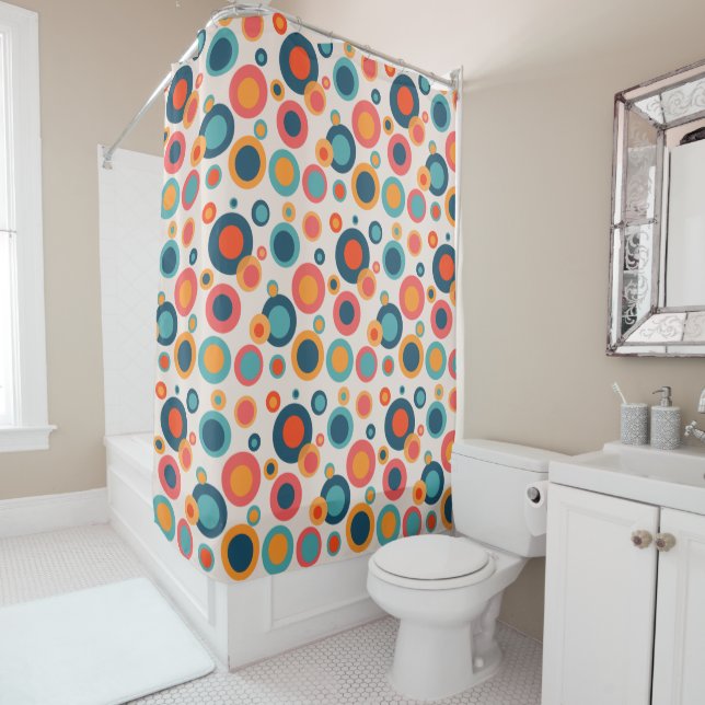 Colourful Abstract Dots Shower Curtain (In Situ)