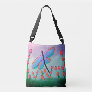 Colourful Abstract Dragonfly Painting Crossbody Bag
