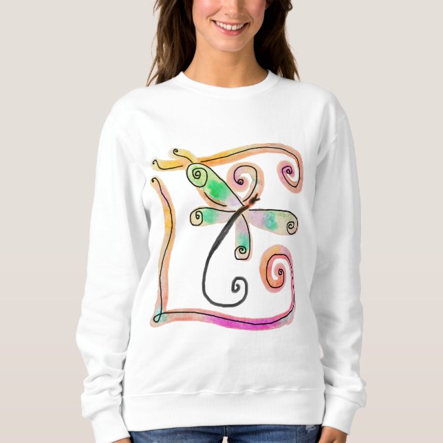 Colourful Abstract Dragonfly Wearable Art Sweatshirt (Front)