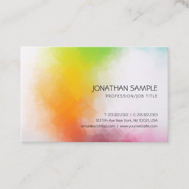 Colourful Abstract Elegant Colours Modern Template Business Card (Front)