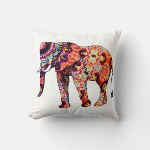 Colourful abstract elephant cushion